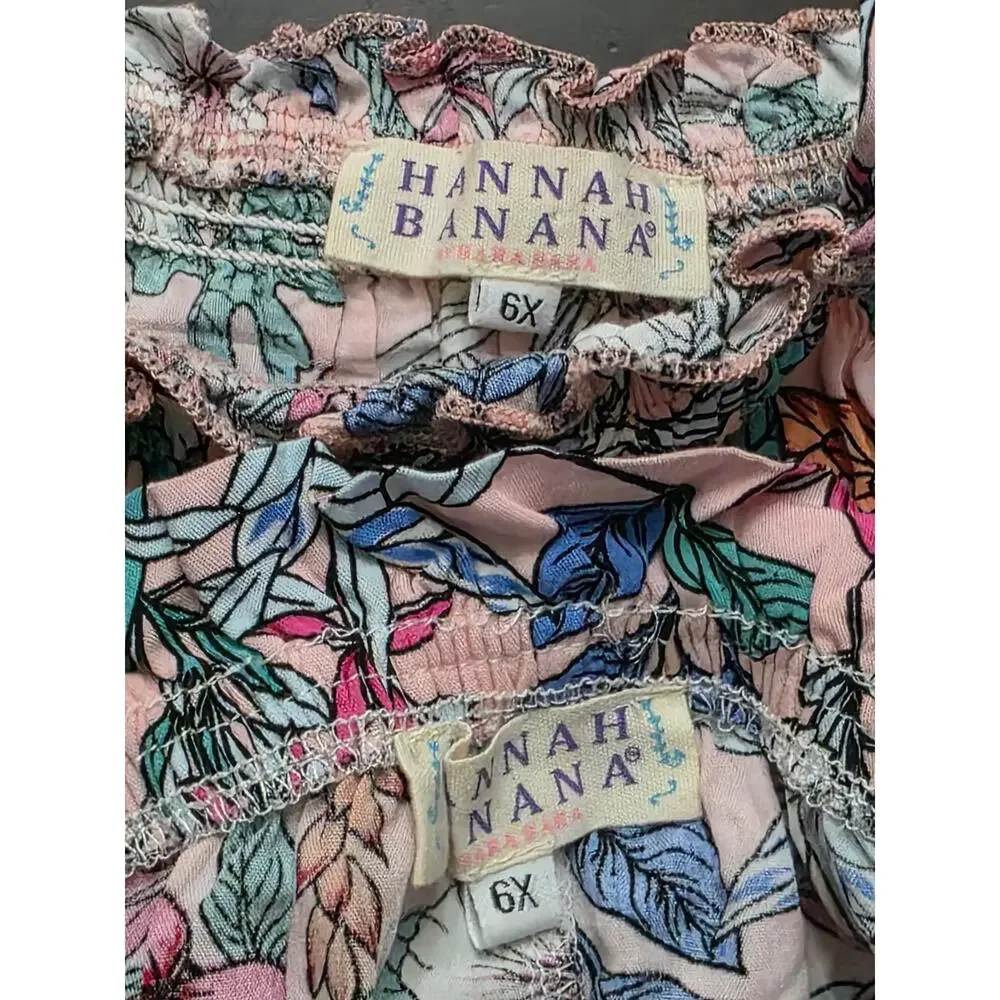 Hannah Banana Tropical Print Set Smocked Top Paperbag Waist Shorts Pink Size 6X